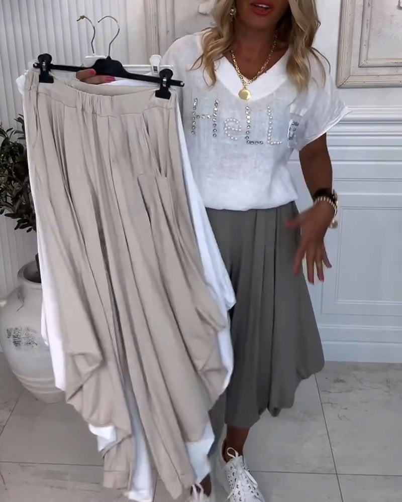 Solid Color Bloomers Casual Pants