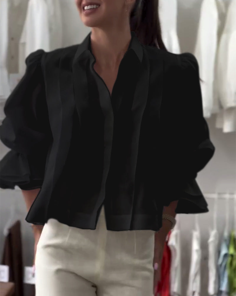 Aumora Puff Sleeve Ruffle Shirt