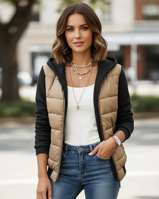 Casual Autumn And Winter Splicing Hooded Cotton Coat