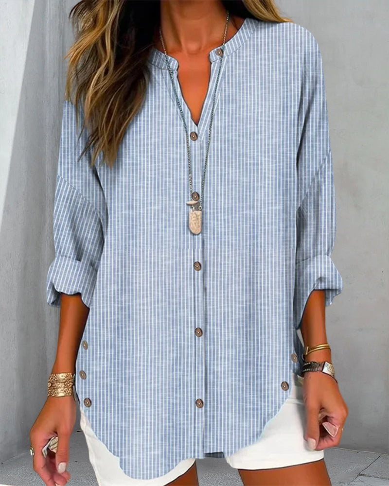 V-neck stripe print top