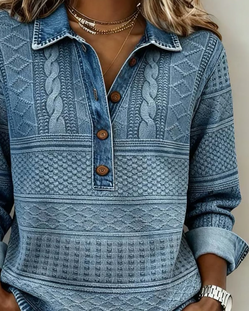 Fashionable Half Button Lapel Sweatshirt
