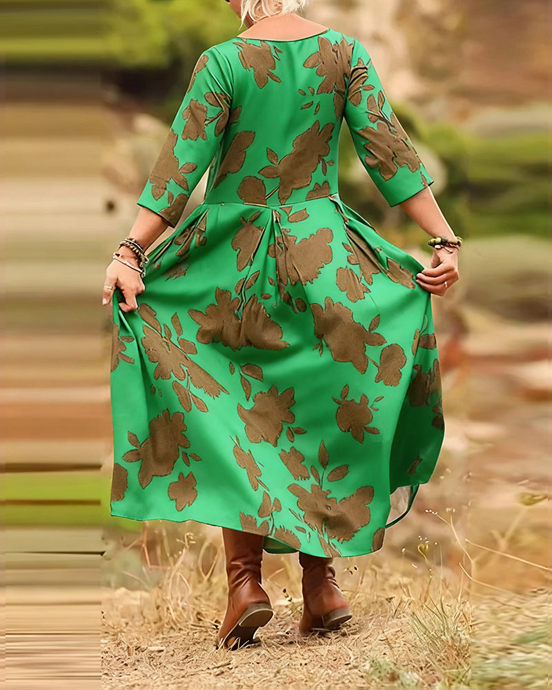 Temperament Retro Printed Dress