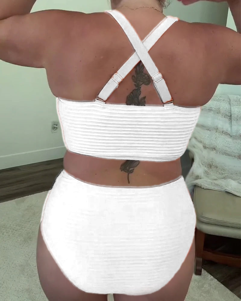 Casual Solid Color Triangle Bikini