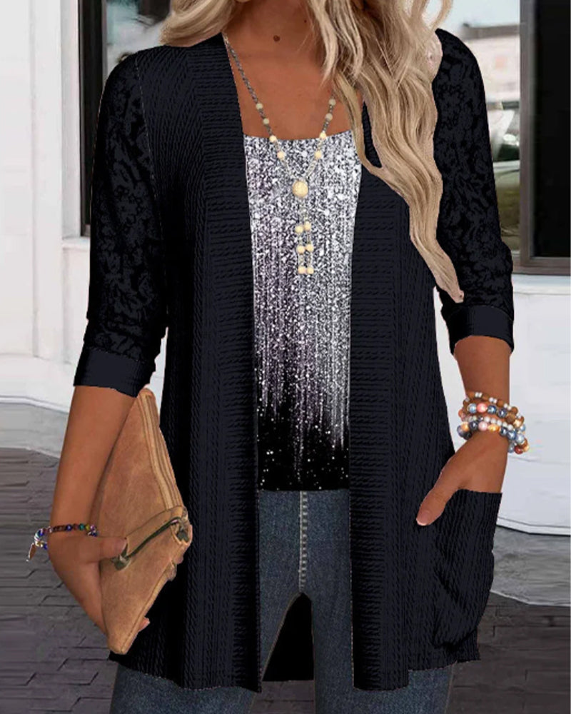 Fake Two-Piece Fashion Top