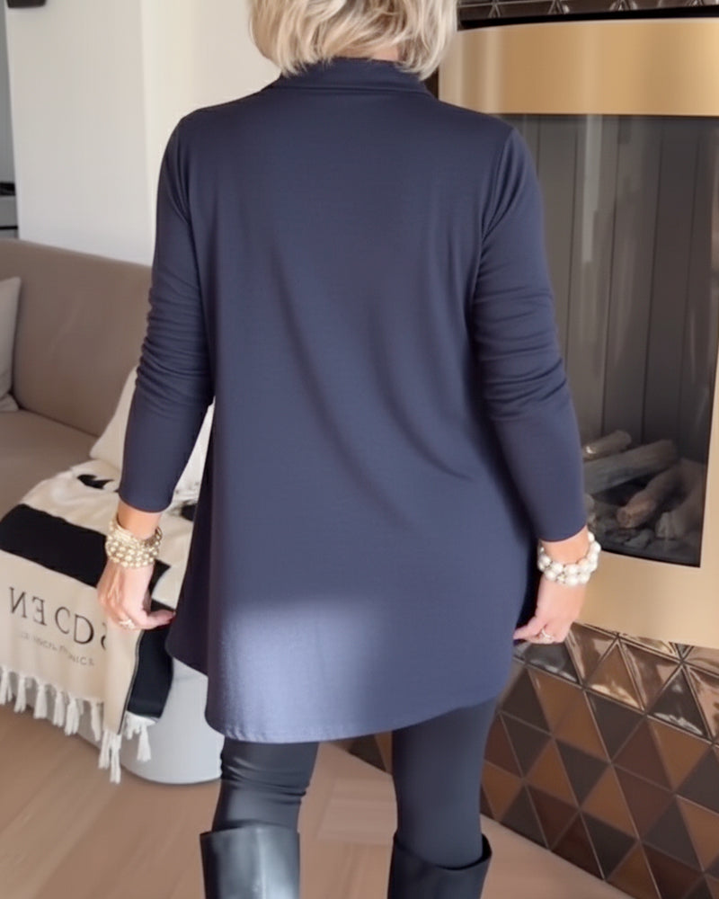 Irregular Lapel Long-Sleeved Top