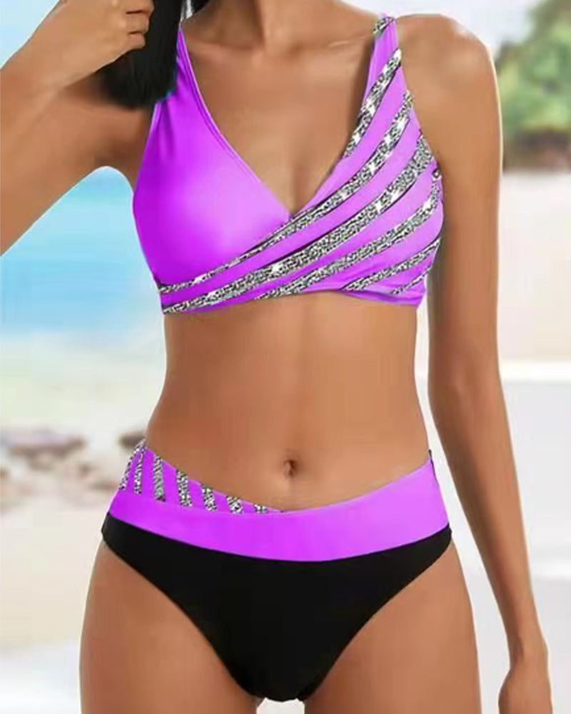 Rhinestone Two-Piece Swimsuit