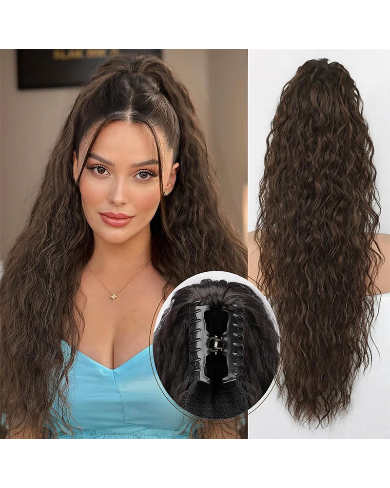 Curly Wavy Frizzy Hair Extension with Ponytail