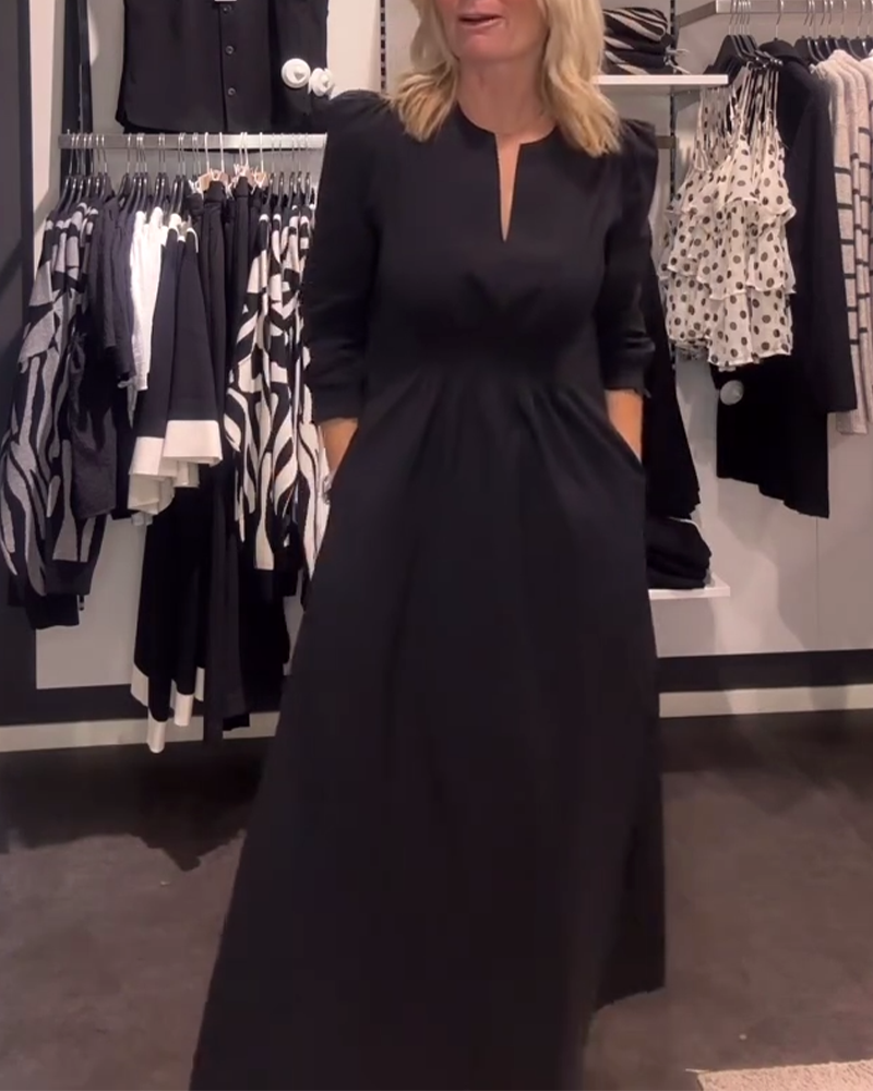 Puff Sleeve Waisted A-Line Dress