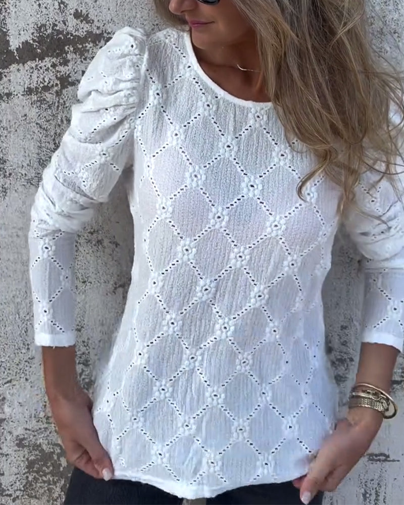 Puff Sleeve Cutout Blouse
