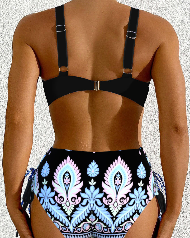 Sexy Bra Two-Piece High Waist Swimsuit