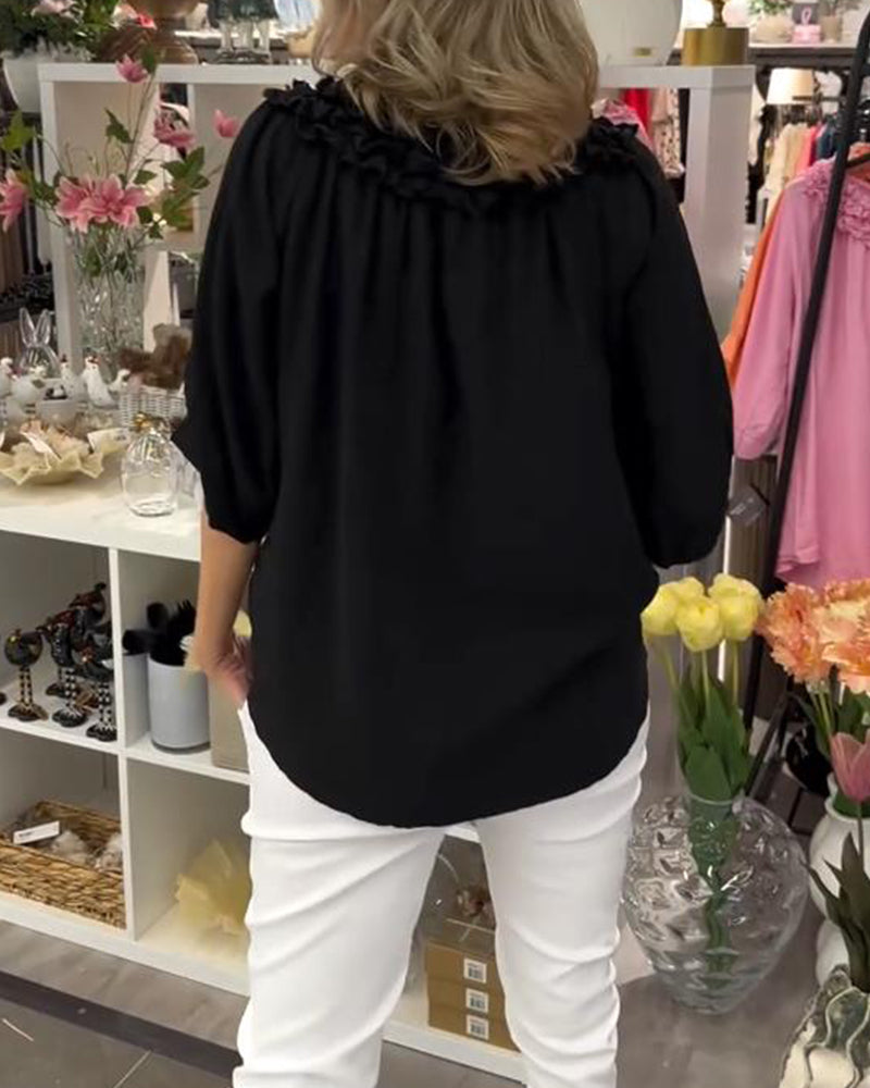 Half-Sleeved Floral Loose Blouse