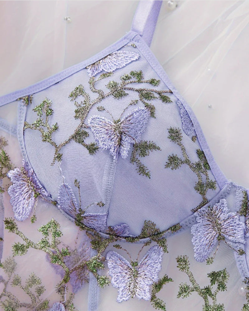 Sexy Floral Lace Suspender Nightdress