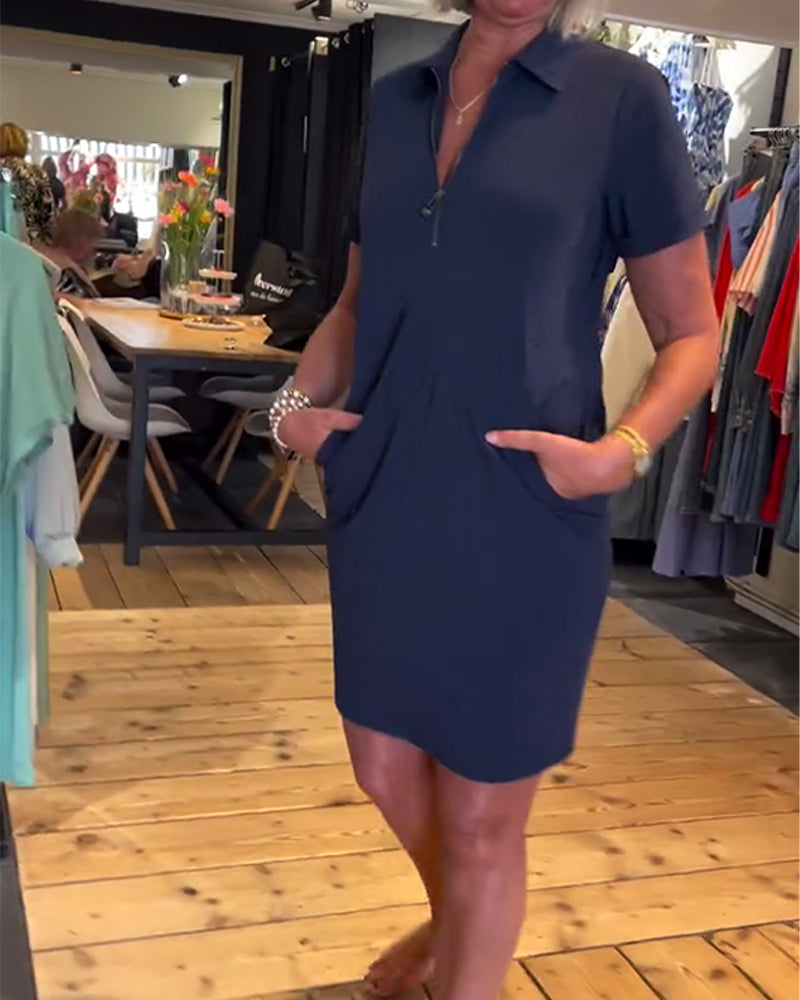 Aumora Lapel Zipper Dress