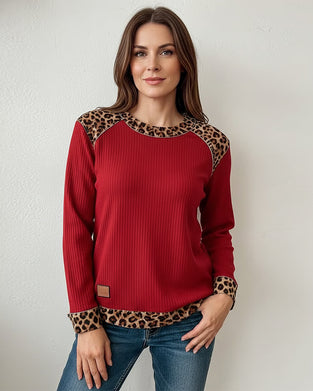 Casual Jacquard Zippered Denim Paneled Sweatshirt