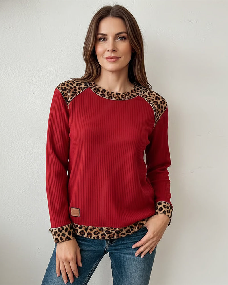 Casual Jacquard Zippered Denim Paneled Sweatshirt