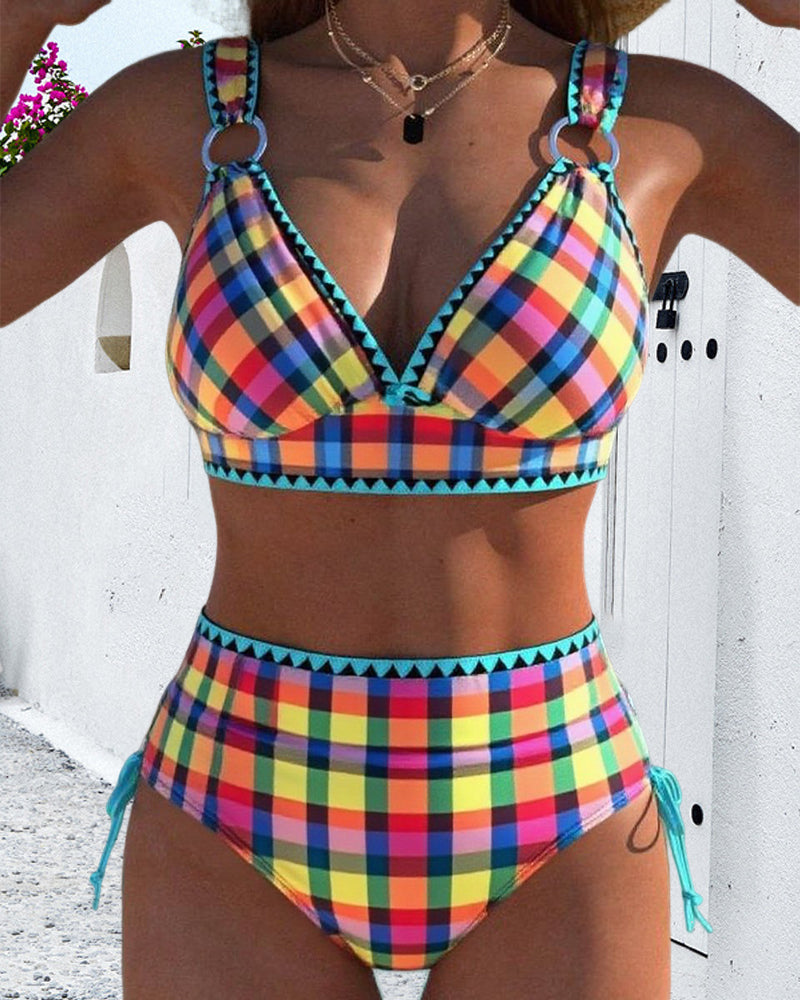 Casual Plaid Two-Piece Bikini Swimsuit