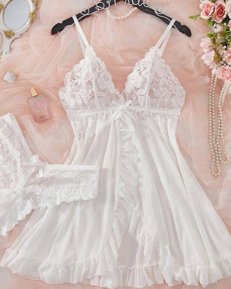 See-Through Mesh Sexy Nightdress Set