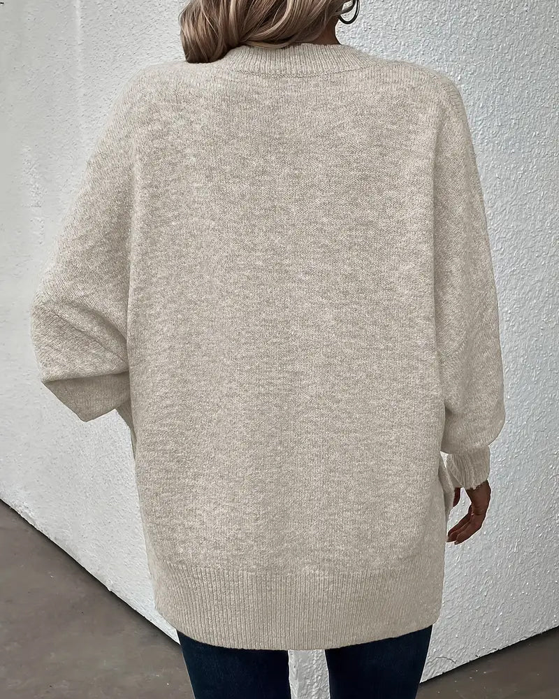 Lantern Sleeve V Neck Sweater