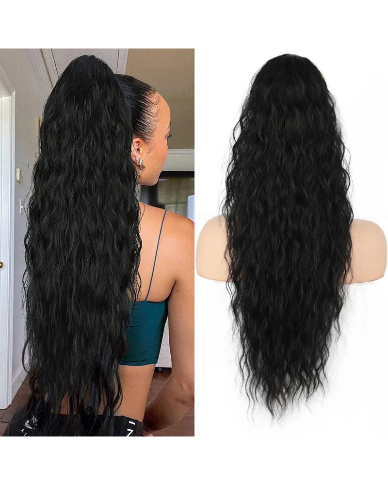 Curly Wavy Frizzy Hair Extension with Ponytail