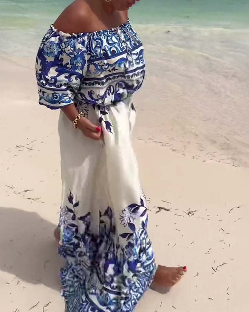 One-Shoulder Printed Resort Dress