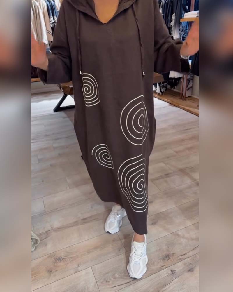 Hooded Long Sleeve Loose Dress