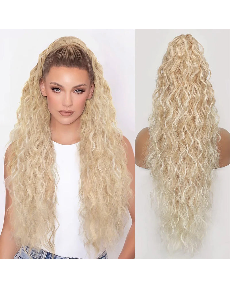 Curly Wavy Frizzy Hair Extension with Ponytail