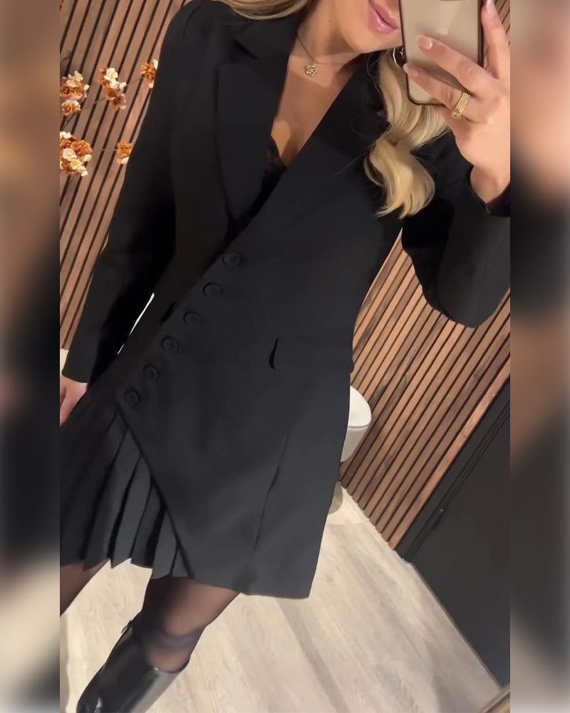 Solid Color Lapel Suit Dress