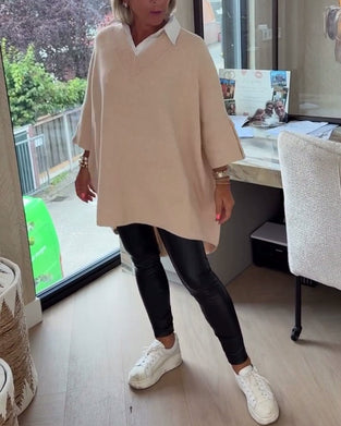 V-Neck Buttoned Asymmetrical Sweater