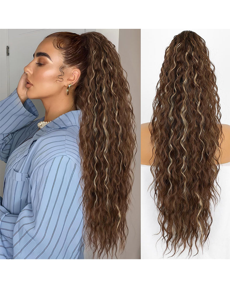 Curly Wavy Frizzy Hair Extension with Ponytail