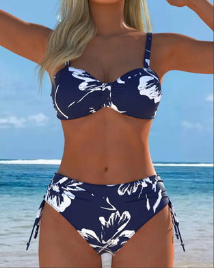 Two-Piece Halter Bikini With Printed Pattern
