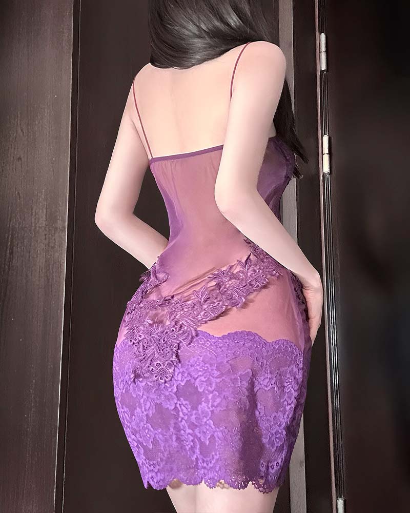 Solid Color Lace Sexy Nightgown