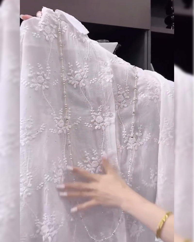 Solid Embroidered Drop Shoulder Shirt